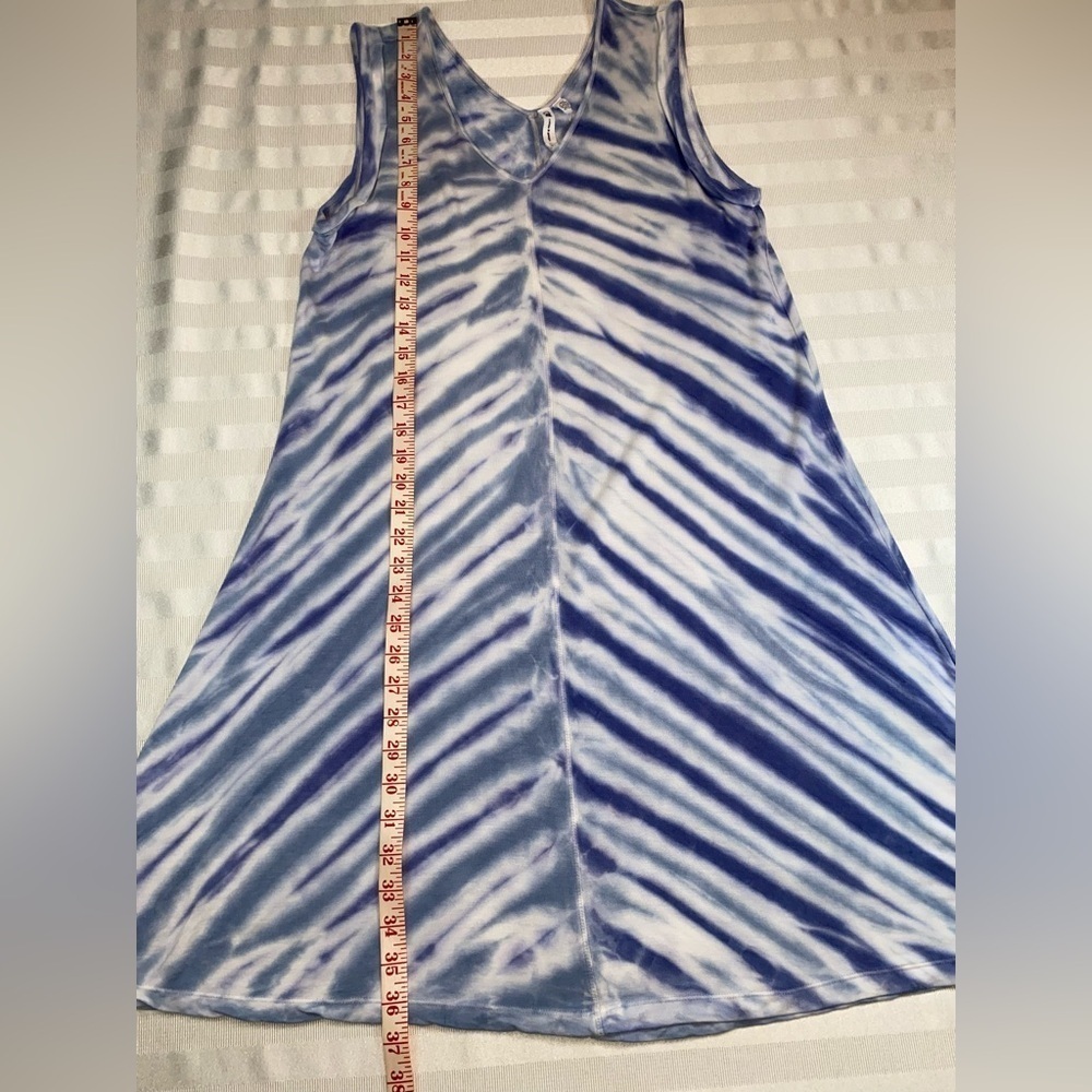 Cable & Gauge Sz XL Tie-Dye Sleeveless A-line Dress Blue/White V-Necks - Picture 8 of 11